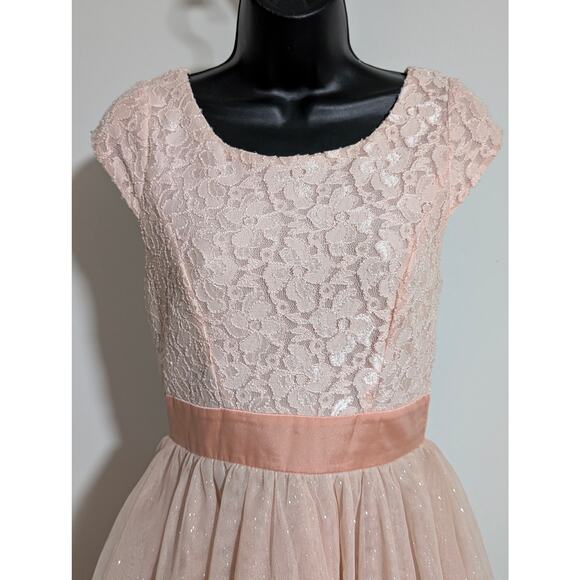 Deb Peach Pink A line Lace Tulle Semi-Formal Balletcore Dress Size 3 Small - Picture 4 of 6